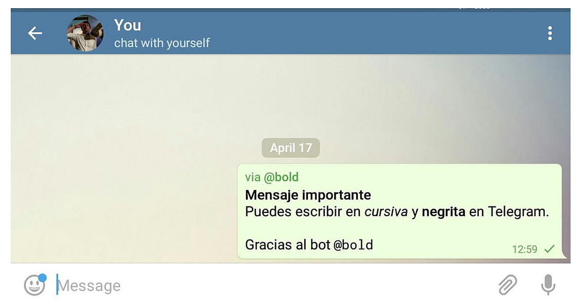 telegram negrita